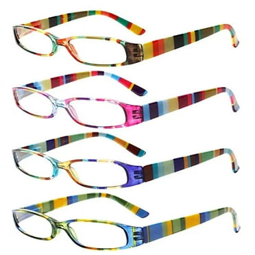 Boncamor 4 Pack Fashion Ladies Reading Glasses Spring Hinges Portable Print Frame Reader