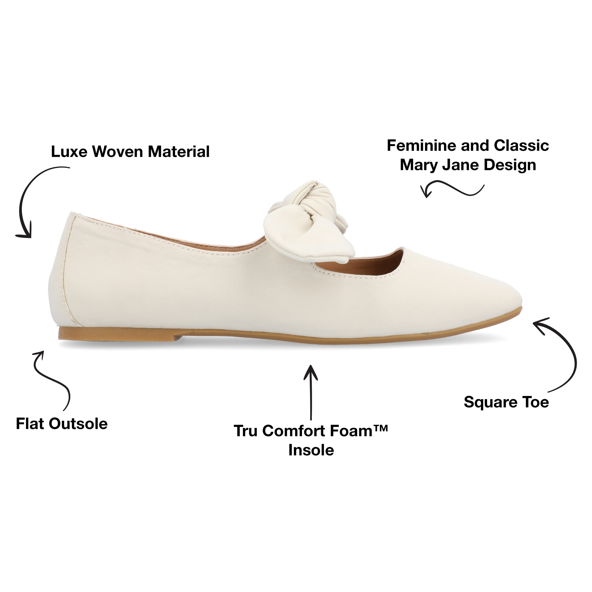 Journee Womens Seralinn Mary Jane Slip On Square Toe Dress Flats