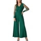 thumbnail image 4 of INSPIRAR CHIC Mono de Mujer Cuello en V Malla de Manga Larga Pierna Ancha Trajes de Fiesta XS Verde Oscuro, 4 of 6