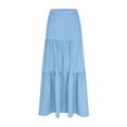 thumbnail image 7 of Dianli A Line Midi Skirt Elastic Waist Ruffled Ankle Length Wave Wrinkle Pleated Design Loose Fit Breathable Pull On Casual Everyday Travel Work To Weekend Maxi Skirt, 7 of 7
