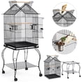thumbnail image 3 of Alden Design 57" Rolling Metal Parrot Cage Bird with Open Top, Black, 3 of 11
