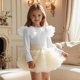 thumbnail image 4 of Cowsor Toddler Girl Shirts Ruffle Long Sleeve Baby Girl T-Shirts Kids Blouse, Ribbed Toddler Girl Tee Tops, 4 of 4