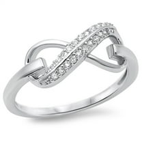 CHOOSE YOUR COLOR Infinity Heart White CZ Promise Ring .925 Sterling Silver Band Female Size 9