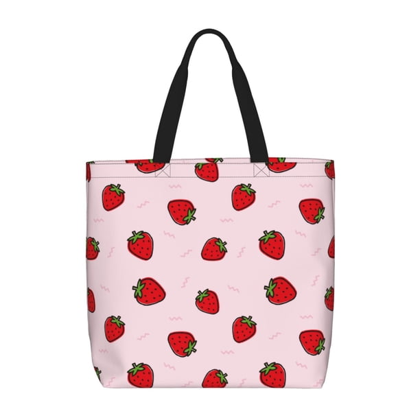Fotbe Strawberry Bolsa Tote con Estampado para Mujer, Bolsos con Cremallera, Bolsa de Hombro Casual de Gran Capacidad con Bolsillos Internos