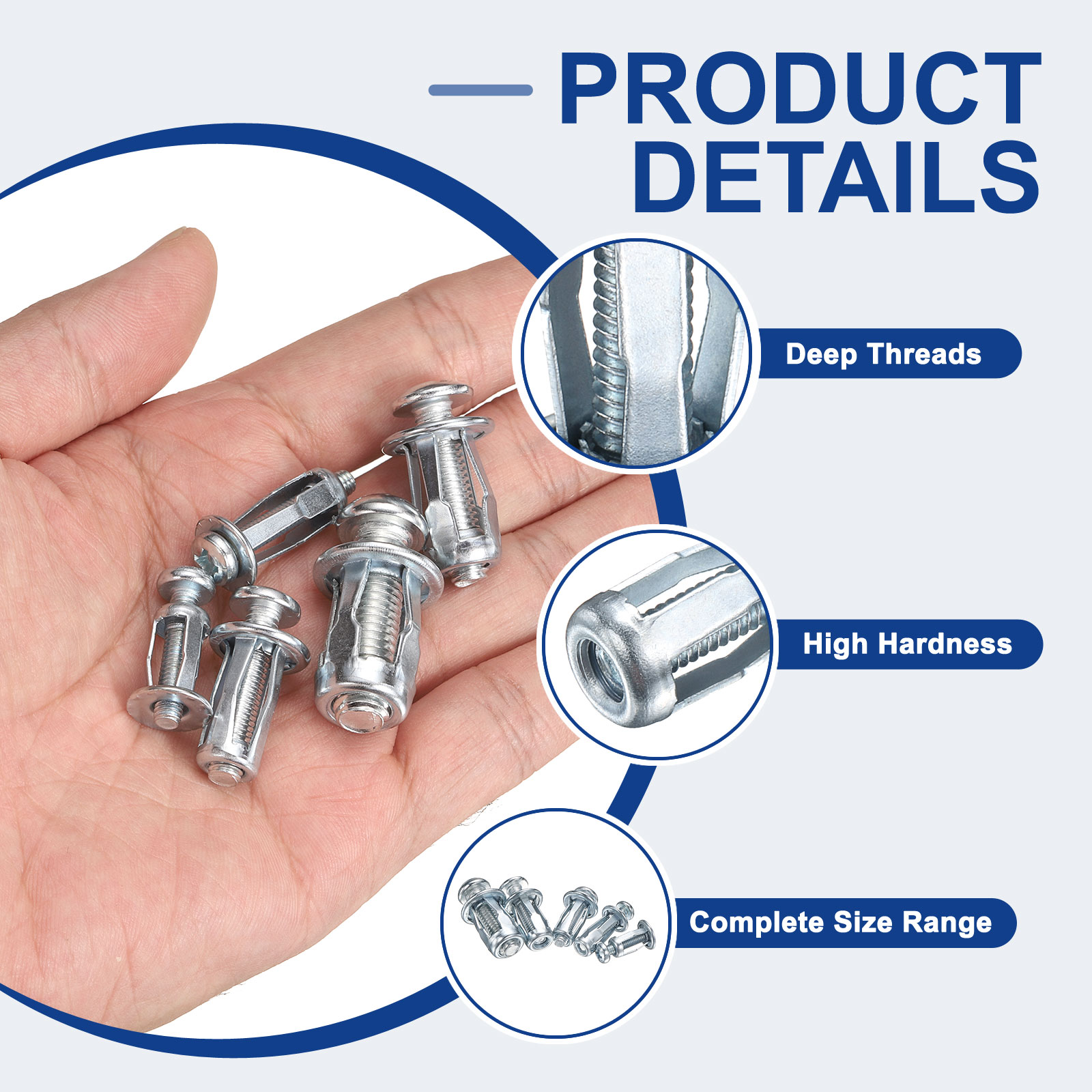 Uxcell 20Pcs Expansion Screw Petal Nut, M8x30 Hollow Wall Anchors Hollow Door Anchors for Aluminium Cladding Steel Pipe Iron Sheet Plastic Sheet Drywall Thin Wall Zinc Plate, Silver Tone