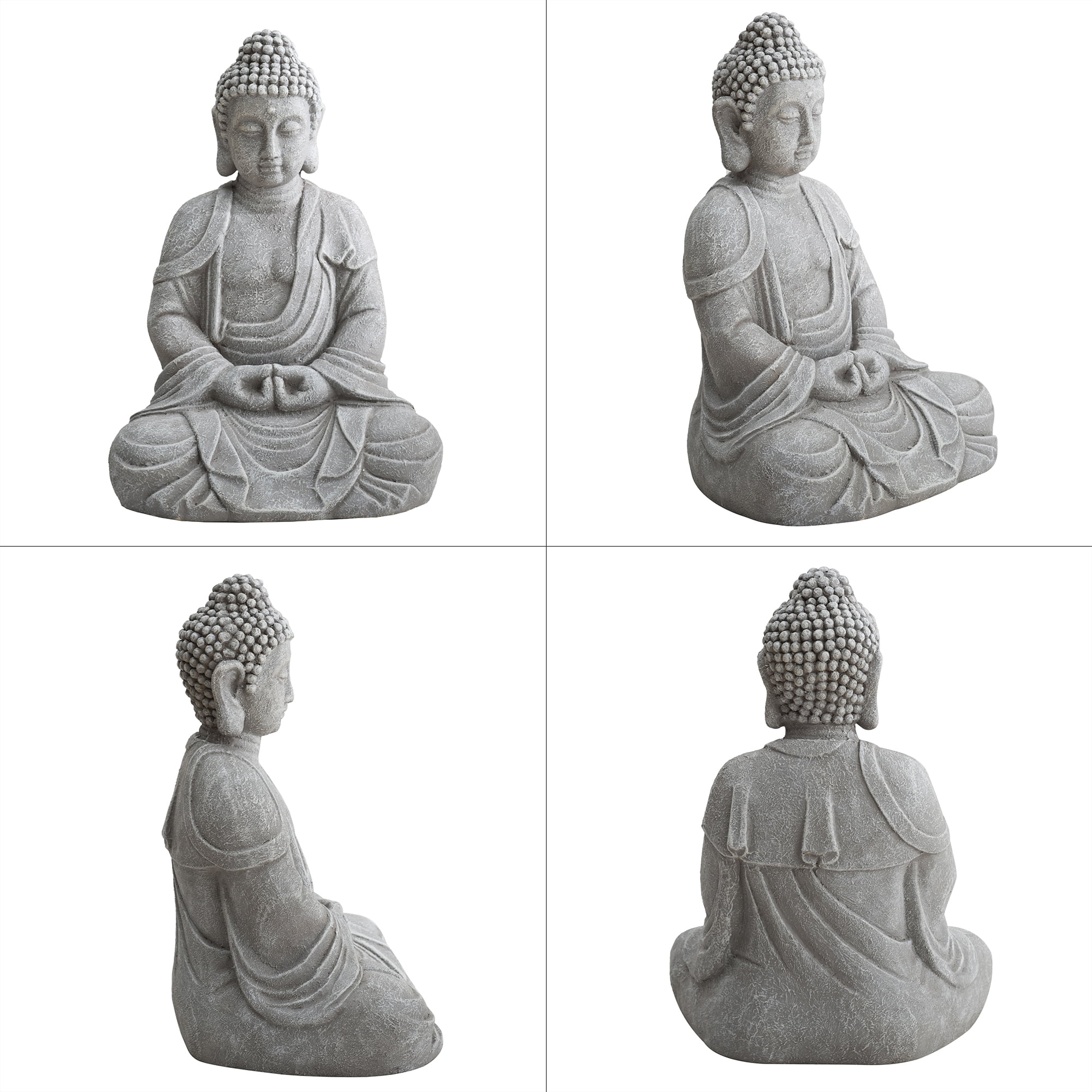 Sunjoy Buddha Statue 20 in. Gray Decorative Buddha Garden Décor Statue