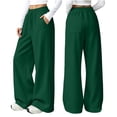 thumbnail image 7 of Women's Sweatpants Elastic Waisted Drawstring Solid Color Wide Leg Casual Athletic Workout Hiking Pants With Pockets, 7 of 7