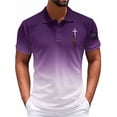 thumbnail image 2 of Mlqidk Men's Golf Polo Shirts Quick Dry Casual American Flag Polo Shirt Patriotic Stars and Stripes Tee Top Loose Fit Short Sleeve Collared Shirt Purple 2XL, 2 of 5