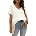 thumbnail image 4 of Women V Neck T Shirt Soft Polyester Pure Color Loose Fitting Women  Dot V Neck Top Skin Friendly Casual Style  for Dating ANGGREK Otros, 4 of 6