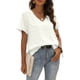 thumbnail image 1 of Camiseta De Verano Con Cuello En V Parte Superior Con Cuello En V Y Lunares Para Mujer Agradable A La Piel Holgada Manga Corta Color Puro Estilo Informal Para La Oficina ANGGREK Ropa, 1 of 6