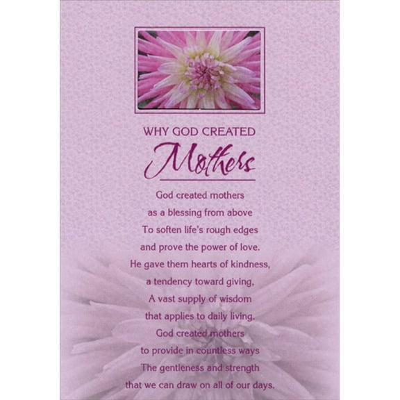 Designer Greetings Why God Created Mothers: Flower in Die Cut Window Religious / Inspirational Birthday Card