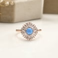 thumbnail image 3 of 10K Rose Gold Round Shape Created Blue Opal Cubic Zirconia Cluster Setting Engagement Ring, 3 of 5