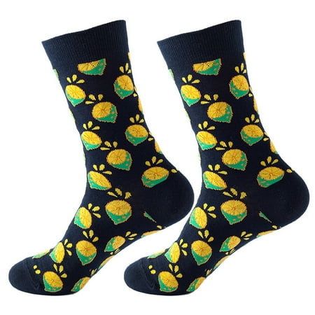 

2 packs* Workout Socks Women Autumn And Winter Banana Fruits Printed Medium Stockings Socks