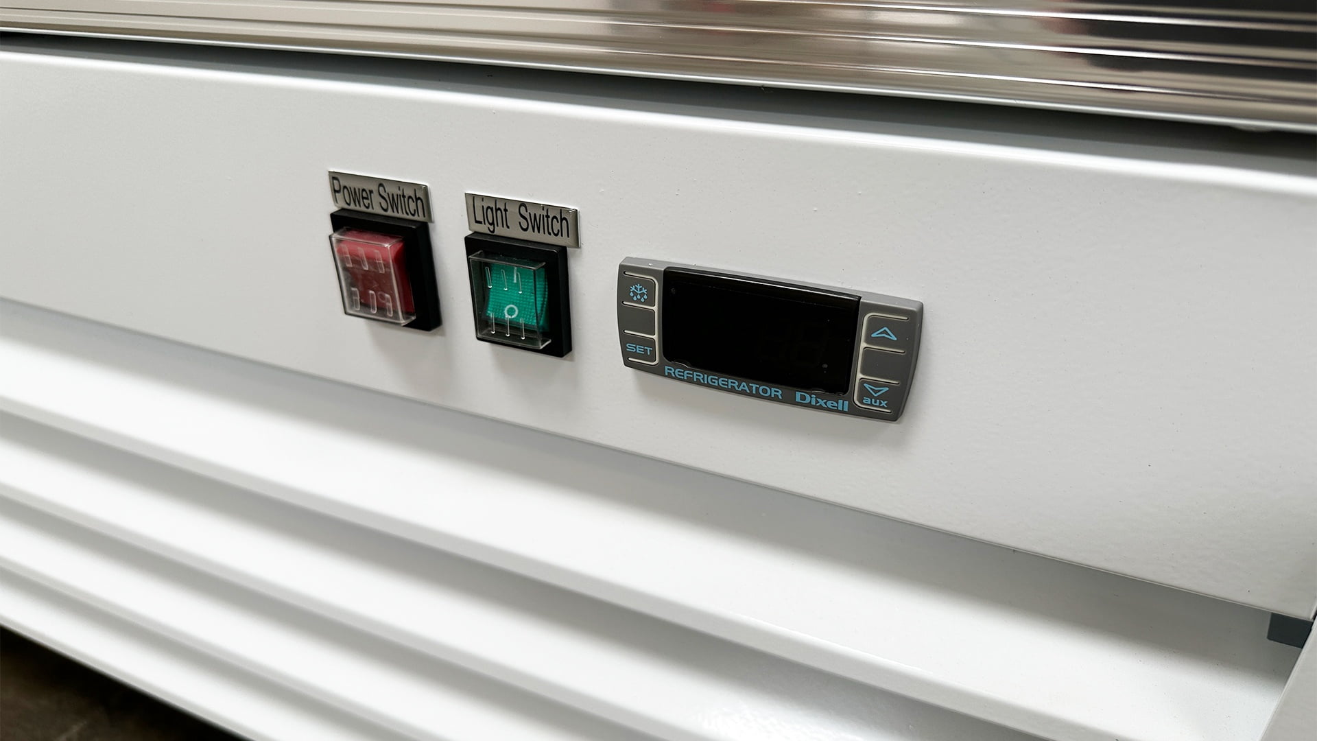 Commercial Reach in Refrigerator, 53" x 33" x 84", 45 Cubic Ft, 2 Glass Door, White Stainless Steel exterior, NSF Certified