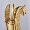 thumbnail image 3 of Grifo mezclador de lavabo de lujo, elegante grifo monomando para lavabo de un solo orificio con construcción de latón macizo sin plomo, acabado dorado, pulido brillante para el tocador de su baño, 3 of 5