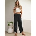 thumbnail image 6 of UZMOG Black Pants for Women, Summer Casual Wide Leg Pants Women Palazzo Linen Pants Beach Work Trousers, 6 of 6