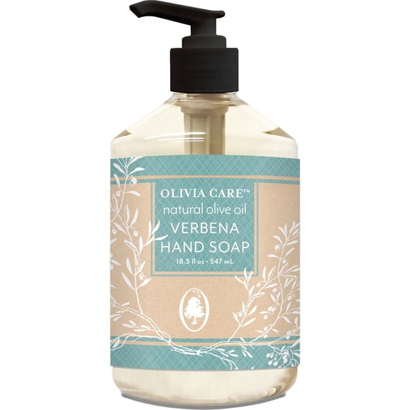 Liquid Hand Soap By Olivia Care - Verbena & Olive Oil. All Natural - Cleansing, Germ-Fighting, Moisturizing Hand Wash for Kitchen & Bathroom - Gentle, Mild & Natural Scented - 18.5 OZ