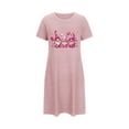 thumbnail image 5 of SwiftWear Pink Gnomes Print Women's Pajamas Relaxed Fit Round Neck Sleep Shirts Short Sleeve Nightdress, 5 of 6