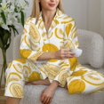 thumbnail image 6 of Pajama Sets for Women 2 Pcs, Fragrant Cantaloupe Button Down Long Sleeve Sleepwear Lounge PJ Sets, 6 of 6