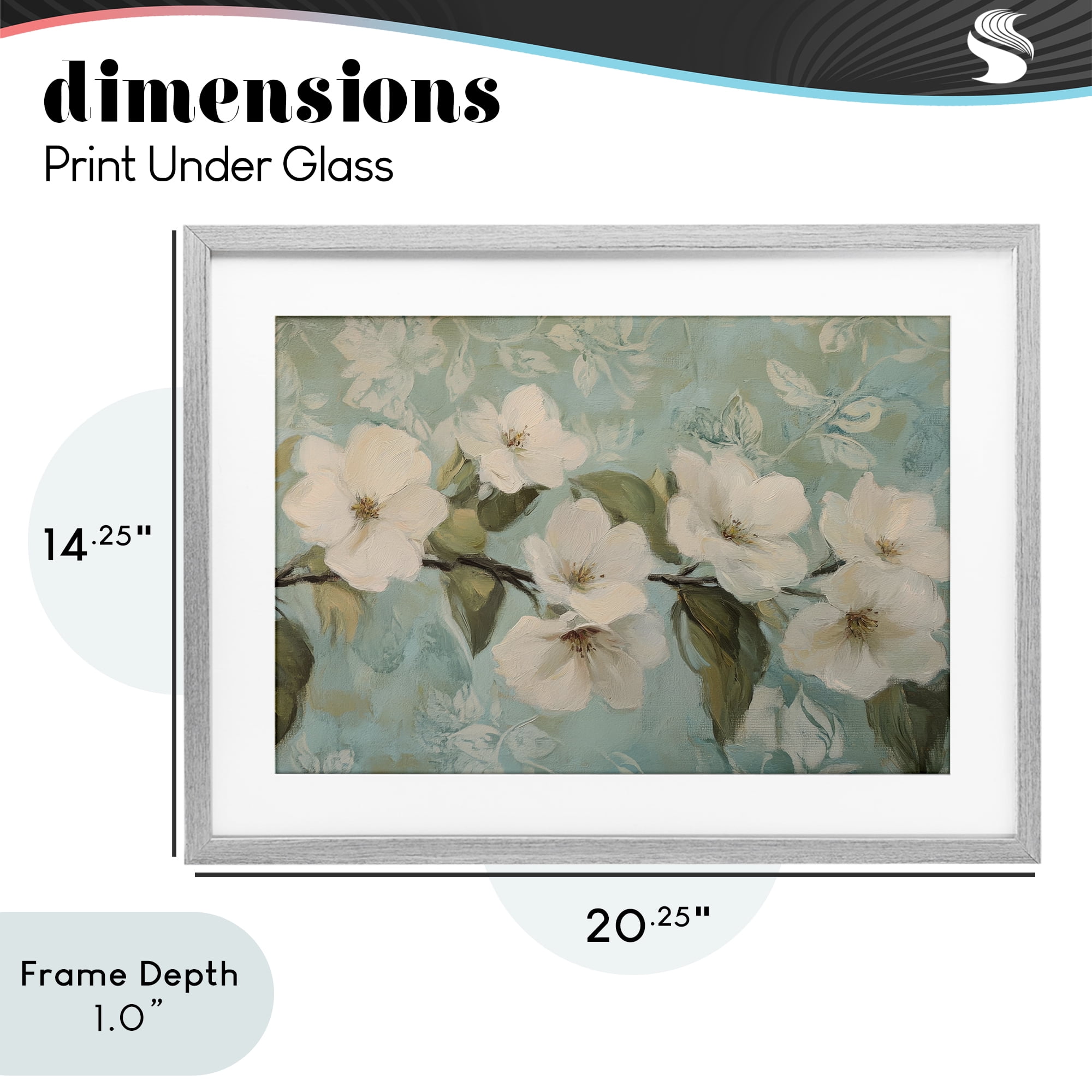 Stupell Industries Serene Flower Branch Blooms Gray Framed Print Under Glass, design by Petal Prints Design