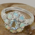 thumbnail image 6 of LBG British Made 18k White Gold Natural Aquamarine & Opal Womens Statement Ring - 33 size options - Size 5, 6 of 8