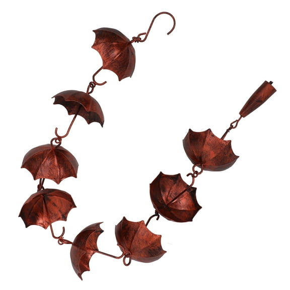 SOPOTUTU Brown Iron Rain Chain for Gutters Decorative Metal Wind Chime for Garden and Home