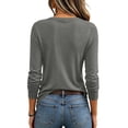 thumbnail image 3 of Women's Casual Shirts Long Sleeve Tops Crewneck Tshirts Fall Clothes | Breathable Comfort Lightweight Basic Tees, Gray S, 3 of 3