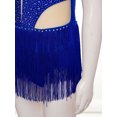 thumbnail image 6 of iiniim Kids Girls Sparkly Sleeveless Latin Ballet Dance Fringed Bodysuit Leotard Dress Performance Blue 8, 6 of 7