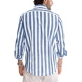 thumbnail image 3 of Men's Shirts Long Sleeve Button Down Striped Casual Linen Dress Shirts, 3 of 7