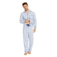 thumbnail image 4 of GLOBAL Conjuntos de Pijamas de Algodón para Hombre, Ropa de Dormir de Manga Larga con Botones, Ropa de Dormir Cómoda, Conjunto de Pijama Suave con Rayas Amarillas Azules 3XL, 4 of 7