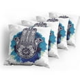 thumbnail image 5 of Ambesonne Hamsa Throw Pillow Cover 4 Pack, Rich Ornaments, 18", Blue Indigo White, 5 of 7
