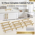 thumbnail image 2 of 12 Pack Kitchen Cabinet Handle Gold 3-3/4 Inch Hole Center Stainless Steel Pull for Dresser Drawer Cupboard Handle with Screw 6 Inch Length, 2 of 8