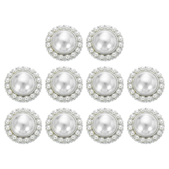Uxcell 10pcs 40L Silver Faux Pearl Buttons 25mm 1" Plastic Round Sewing Button Replacement Craft Fastener for Coats Clothing DIY Decoration Crafts #6
