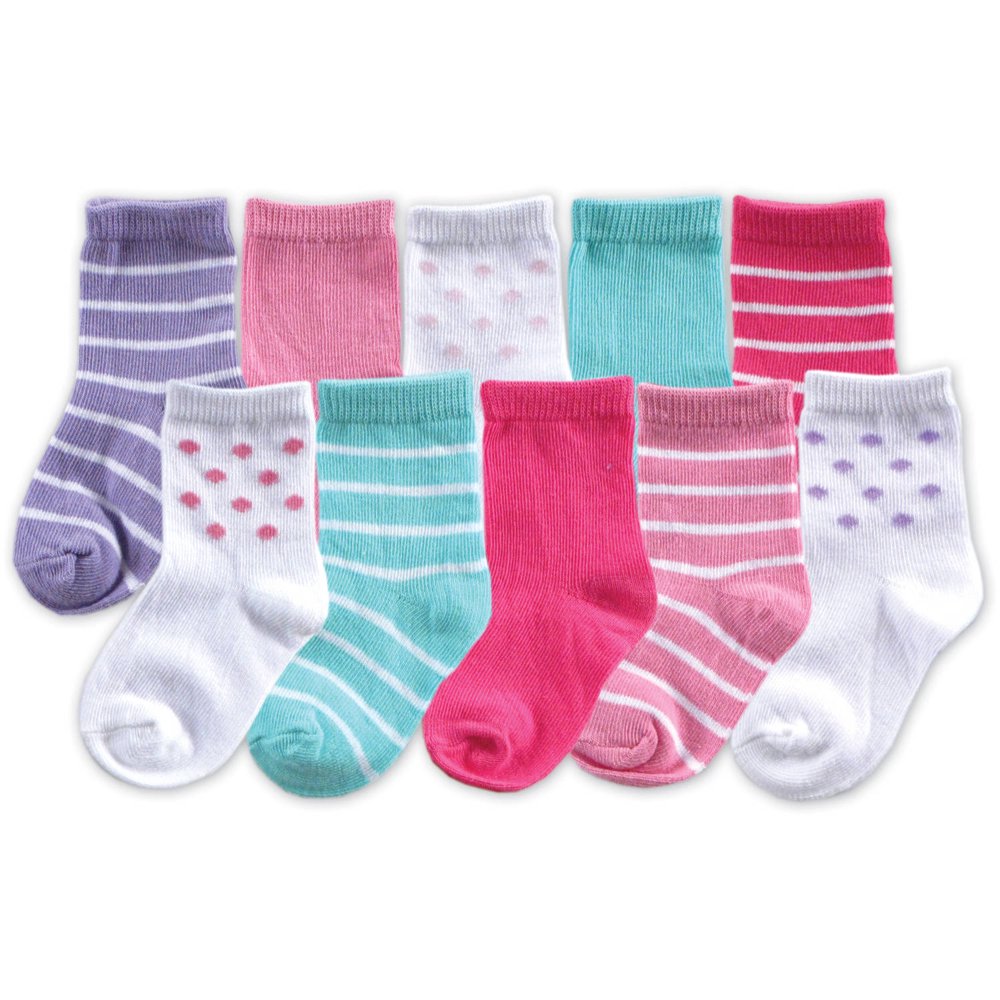Luvable Friends Newborn Baby Girls' Socks 10Piece Set in a Giftbox