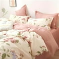 thumbnail image 4 of Jolusere White with Pink Flowers Queen Comforter Sets, 3 Pieces Chic Garden Style Reversible Bedding Sets for Adults All Season, 4 of 8