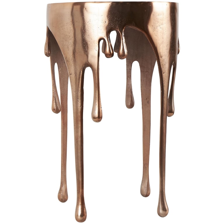 DecMode Copper Accent Table with Black Glass Top, 16x25 Inch photo 8
