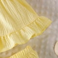 thumbnail image 6 of Xyant Toddler Baby Girl Clothes Knit Floral Fly Sleeve Tops Shorts Cute Summer Spring Outfits Infant Baby Girl Clothing Set (Yellow,3-4 Years), 6 of 7
