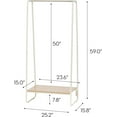 thumbnail image 3 of IRIS USA Clothes Rack for Hanging Clothes with Bottom Wood Shelf, Freestanding Clothing Rack, Easy to Assemble Garment Rack, Metal, Sturdy Design, Multipurpose, Small Space Storage Solution, White, 3 of 8