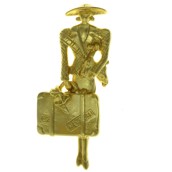 Metal Travel Brooch-Pin Gold-Tone