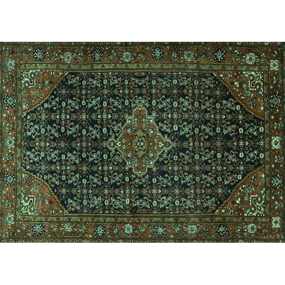 Ahgly Company Machine Washable Indoor Rectangle Persian Turquoise Blue Traditional Area Rugs, 2' x 5'