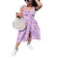 thumbnail image 2 of Robe Sans Manches Florale avec Bandage Bretelles Spaghetti et Design Split pour les Femmes, 2 of 4