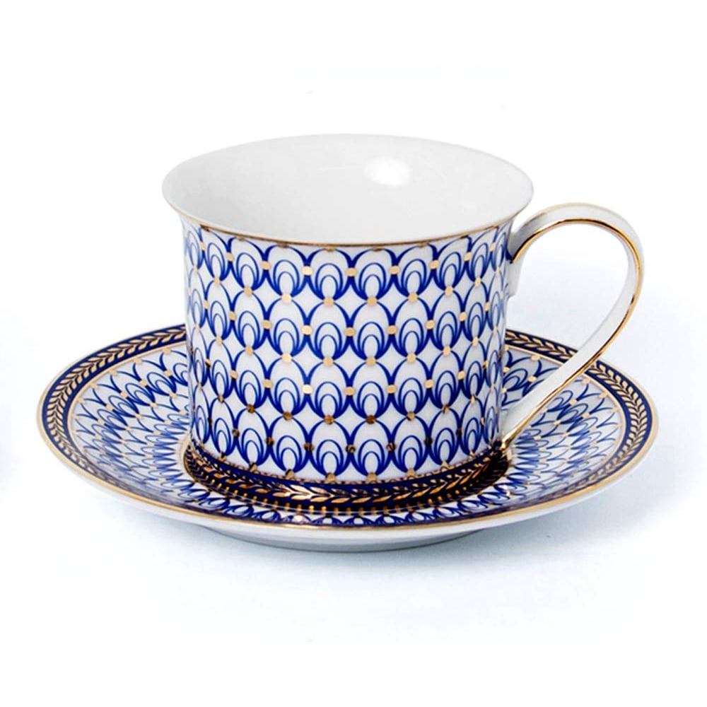 Euro Porcelain 12-Pc. Tea/Coffee Cup and Saucer Set (7 oz.) 24K Gold ...