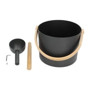 Hydrotherapy Sauna Bucket with Spoon - Large Capacity Aluminum Spa Sauna Barrel for Sauna Accessories, Durable Bamboo Handle
