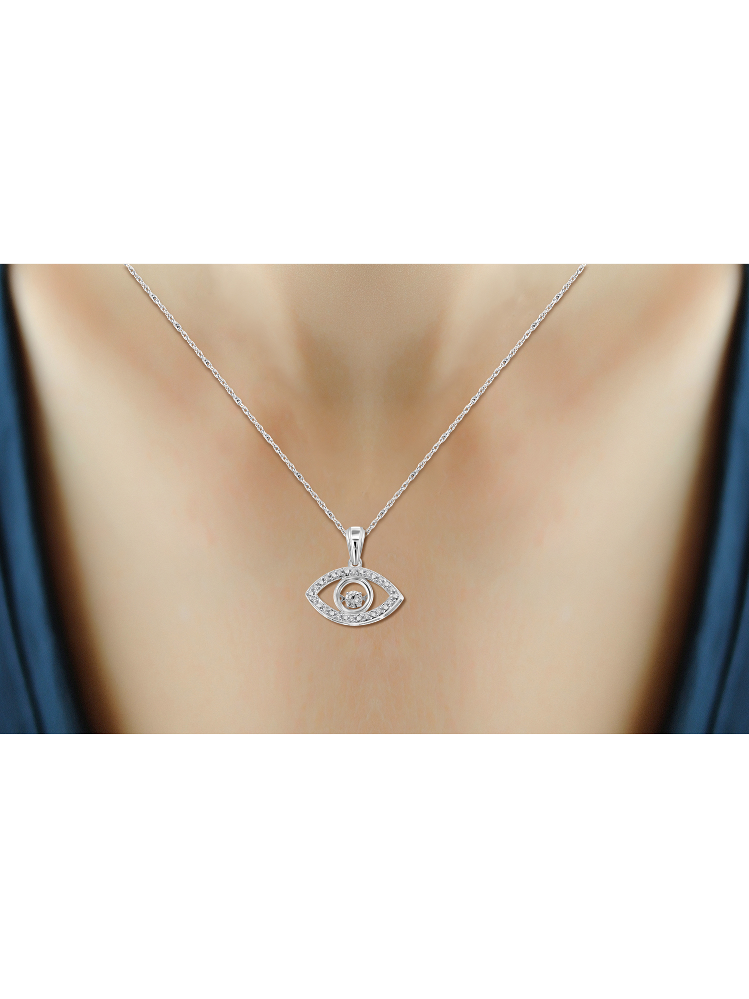 Diamonds in the Sky Diamonds in the Sky Necklace with Dancing White Diamond 1/7 Carat | 0.925 Sterling Silver | Jewelry Pendant Necklaces for Women & 18 inch Rope Chain with Spring Clasp