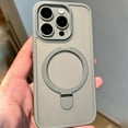 thumbnail image 1 of UltraProtect Magnetic Wireless Charger Ring Stand Case - Shockproof, Matte Clear Cover with Lens Protective Film for iPhone 15/14/13/12/11 Pro Max/Plus - Luxury Phone Accessories with Bumper Protectio, 1 of 5