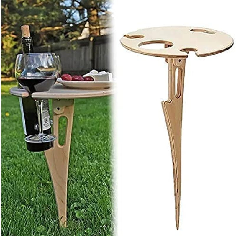 Outdoor Folding Wine Table Portable Wooden Table Picnic Table Wine