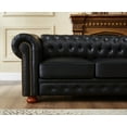 thumbnail image 3 of Noodeniya Chesterfield Sofa with Rolled Arms, Upholstered Sofa Padded Seat, Button Tufted Sofa with Nailhead Trim and Backrest, Faux Leather Couch, Black, 3 of 15