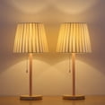 thumbnail image 2 of HAITRAL Pink Vintage Wooden Base Pull Chain Table Lamp Set of 2, 2 of 7