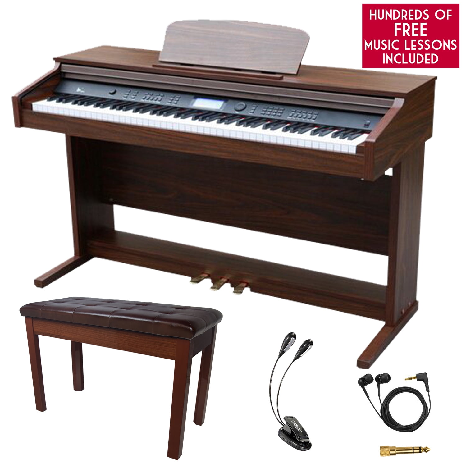 Sawtooth 88Key Digital Console Piano with Weighted Keys, Accessories