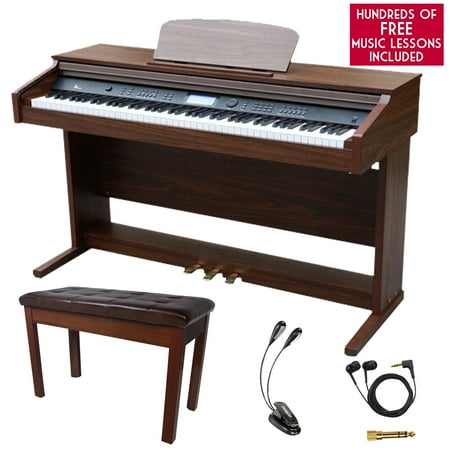 Sawtooth 88-Key Digital Console Piano with Weighted Keys, Accessories and Free Music Lessons